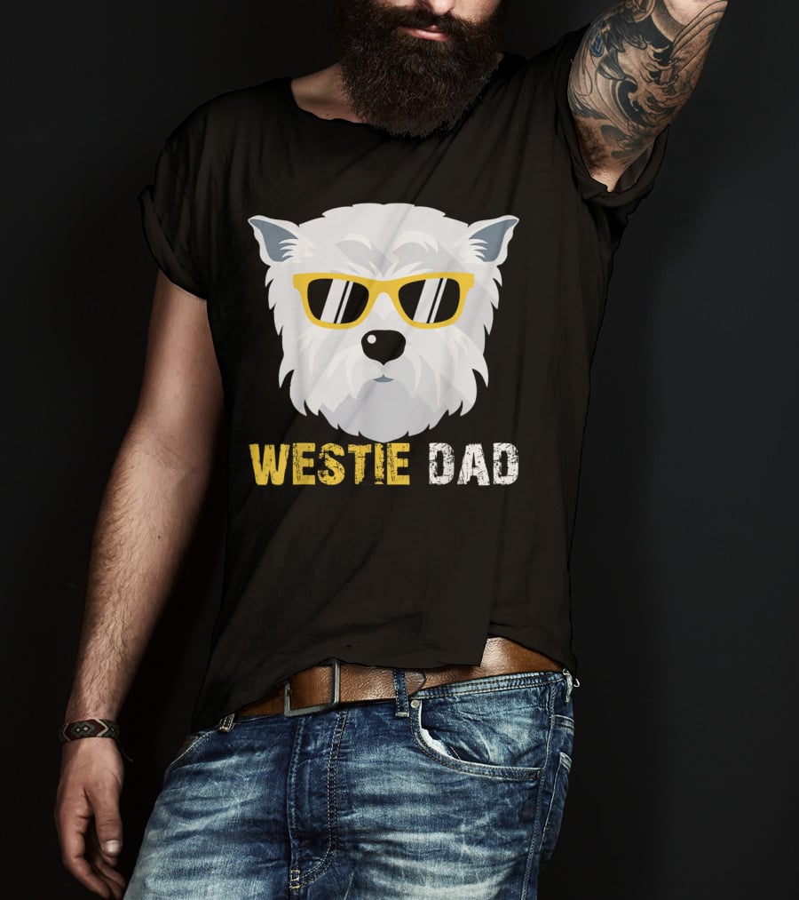 Westie Dad Dog Lovers Cool Sunglasses T-Shirt