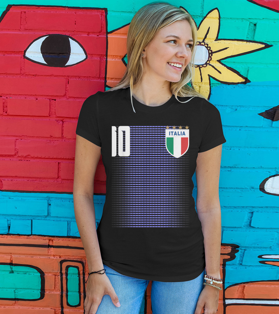 Italia Italian Italiano Italy Calcio Soccer Jersey Number 10 Crest With Stars T-Shirt