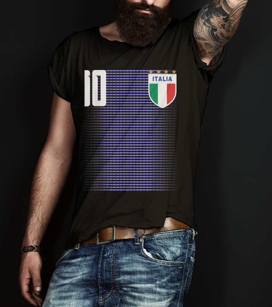 Italia Italian Italiano Italy Calcio Soccer Jersey Number 10 Crest With Stars T-Shirt