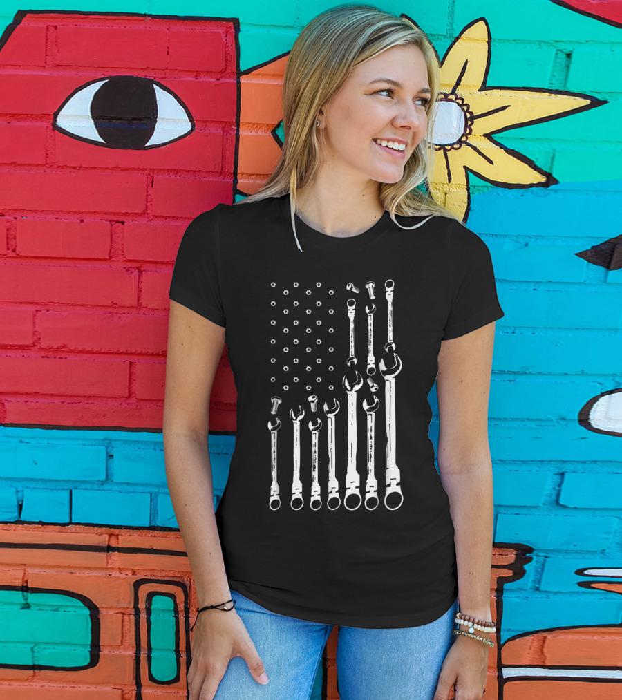 Mechanic Tools American Flag Patriotic USA T-Shirt