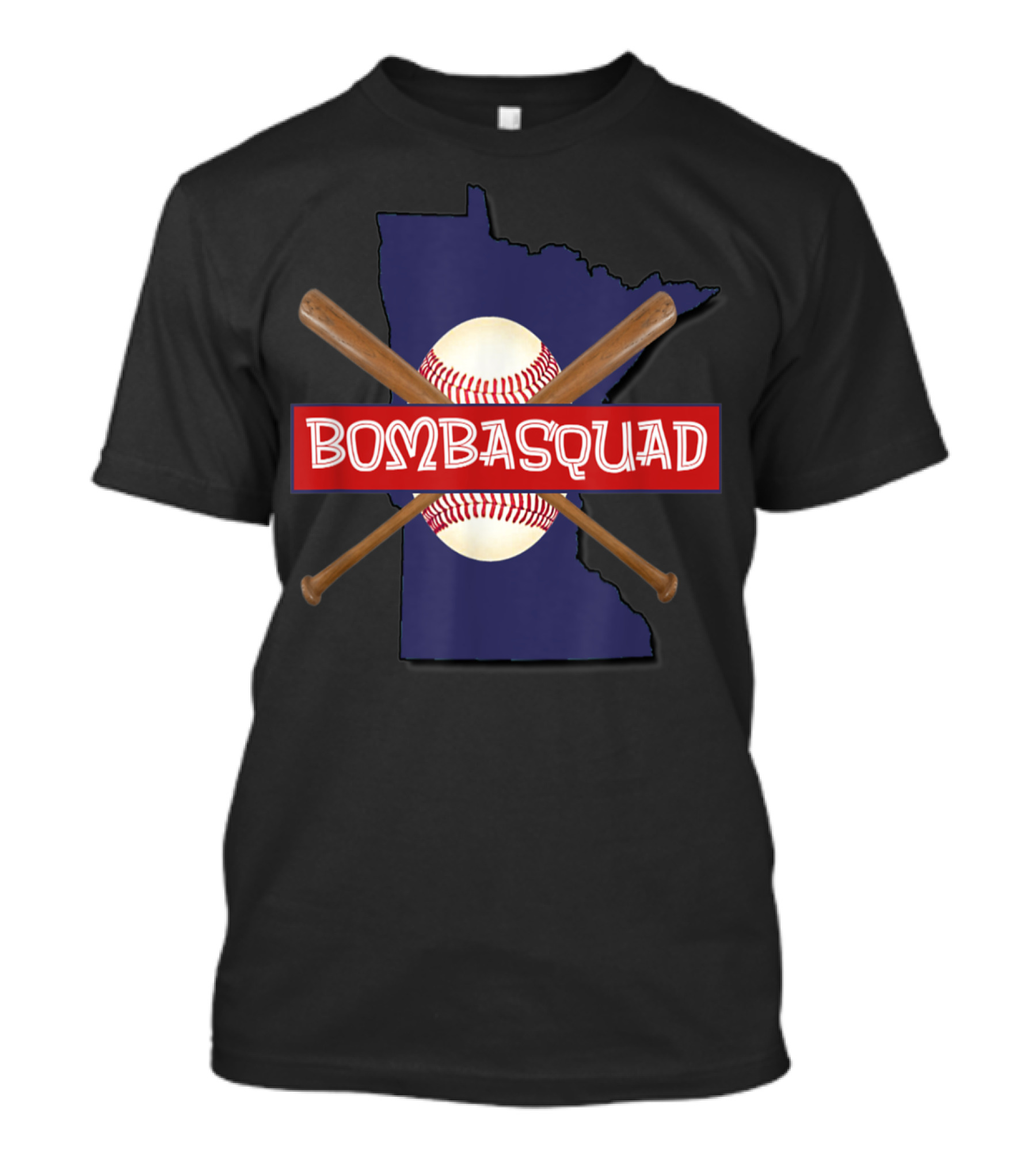 Bombasquad Minnesota Baseball Crossed Bats And Ball T-Shirt