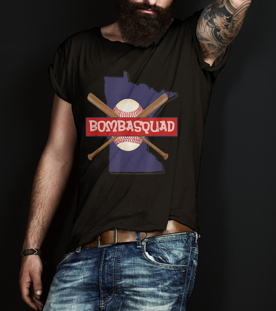 Bombasquad Minnesota Baseball Crossed Bats And Ball T-Shirt