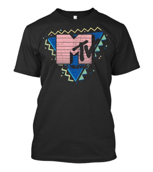 MTV Music Television Pink Stripes 90's Retro Geometric T-Shirt