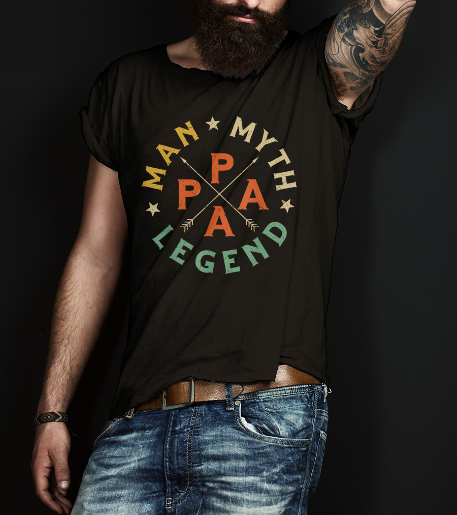 Papa Man Myth Legend Retro Father's Iconic T-Shirt