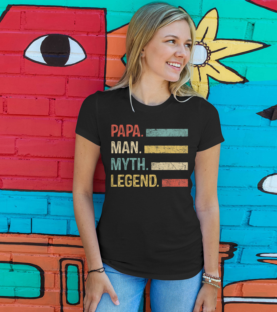 Papa Man Myth Legend Vintage Mens Dad Father T-Shirt