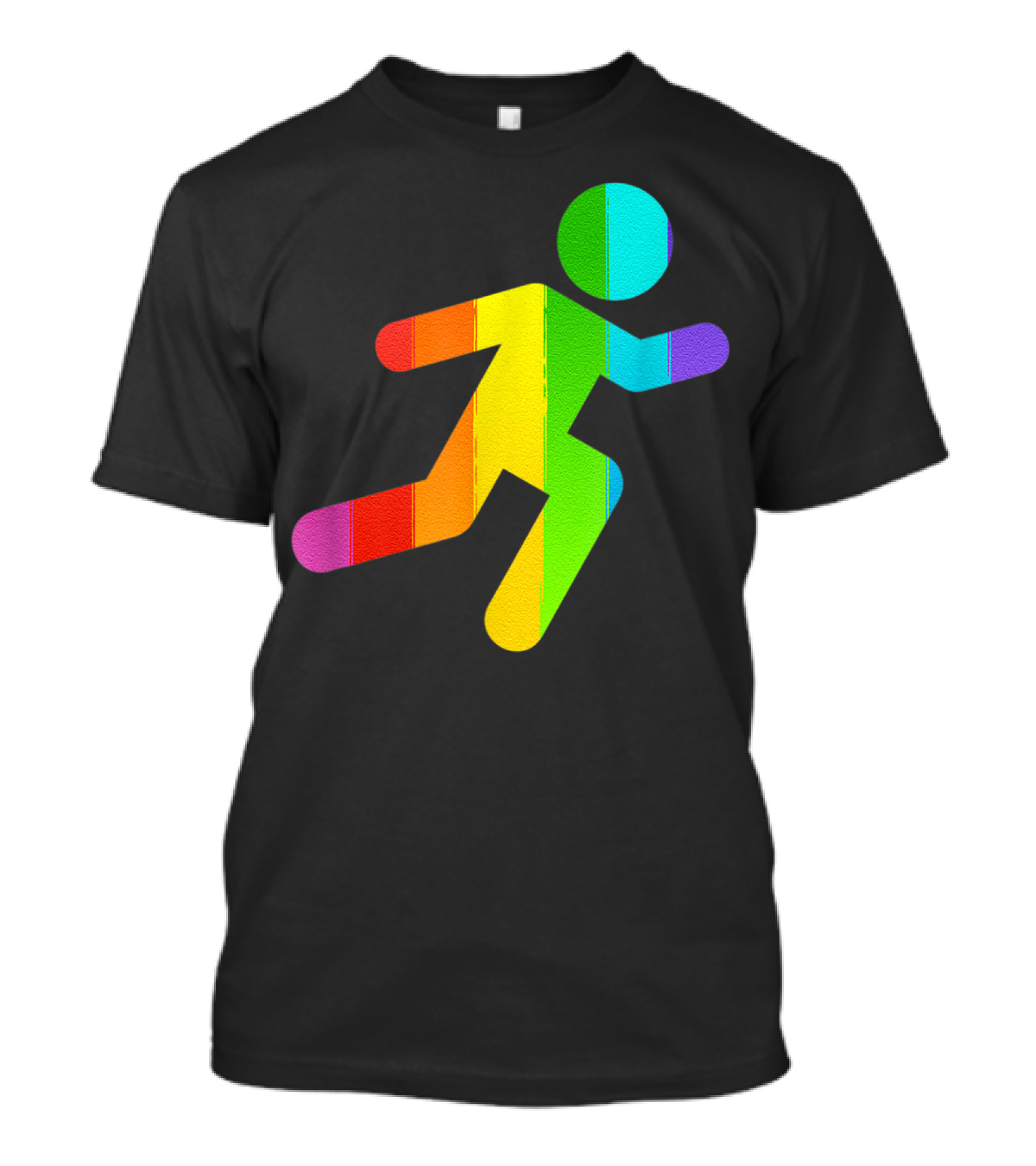 Rainbow Stick Figure Running T-Shirt