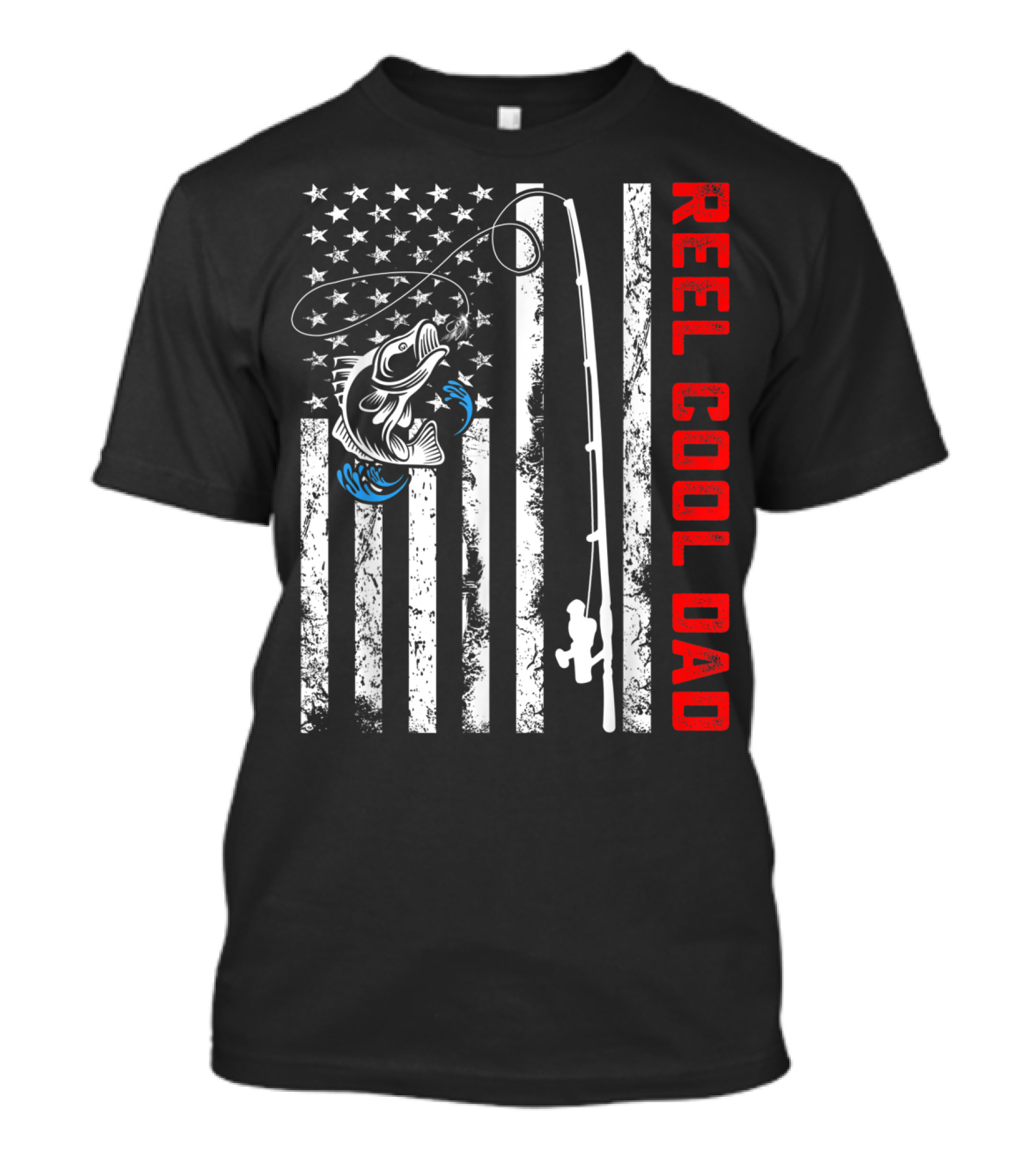 Reel Cool Dad American Flag Fishing Patriotic Father's Day Birthday T-Shirt
