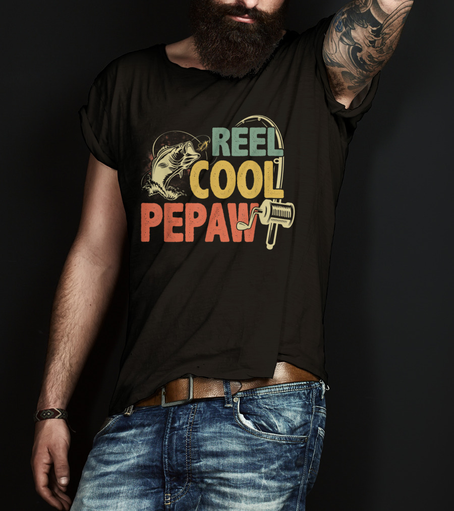 Retro Vintage Reel Cool Pepaw For Fishing Enthusiasts T-Shirt