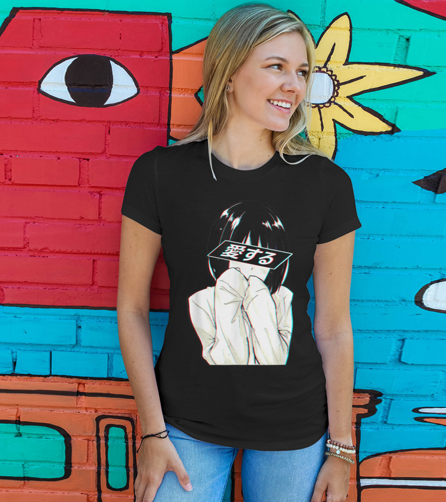 Sad Anime Girl Ai Suru Trashy Waifu Clothing Anime T-Shirt