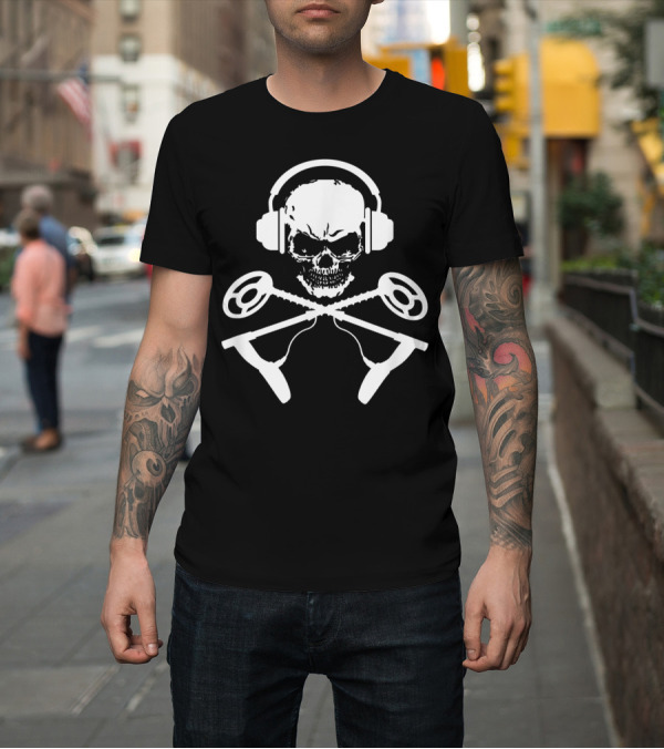 Shirt: Skull Crossbones Headphones Metal Detecting T-Shirt Skull Crossbones Headphones Metal Detecting T-Shirt