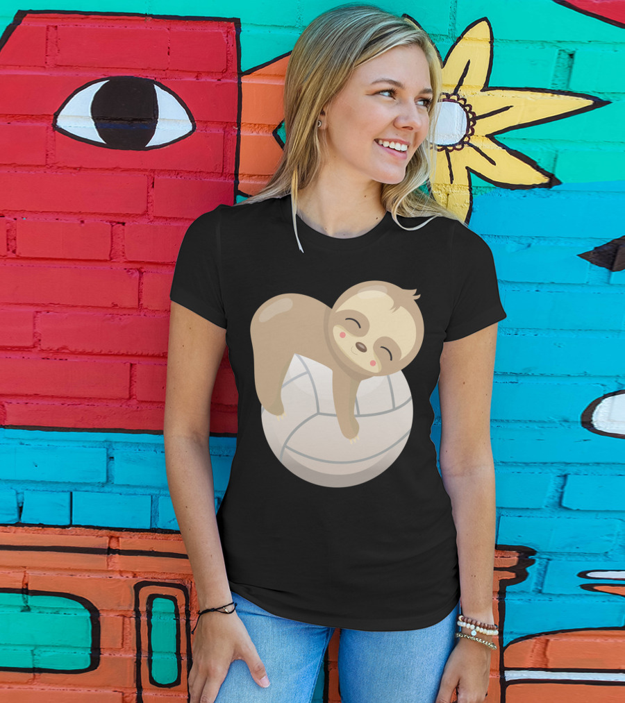 Sloth Volleyball Animal Love Cute Sleeping Baby T-Shirt