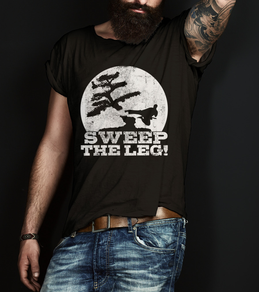 Sweep The Leg Karate Silhouette Bonsai Moon T-Shirt