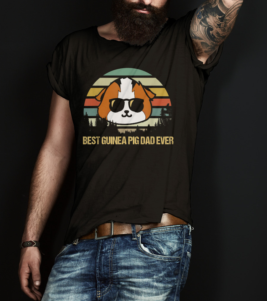 Best Guinea Pig Dad Ever Vintage Sunglasses Forest T-Shirt