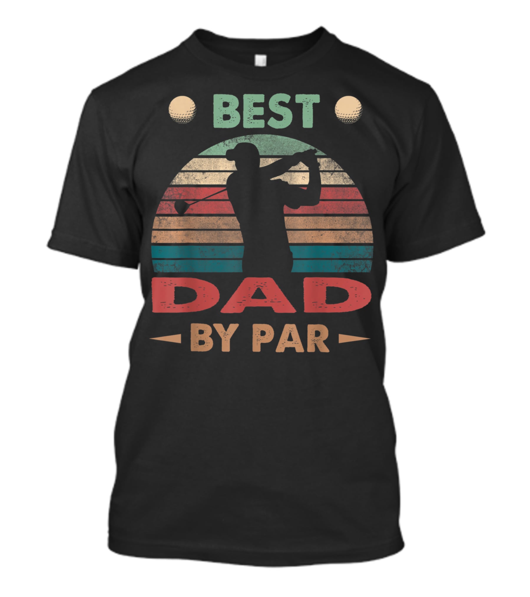 Best Dad By Par Vintage Golf Silhouette Retro Stripes T-Shirt