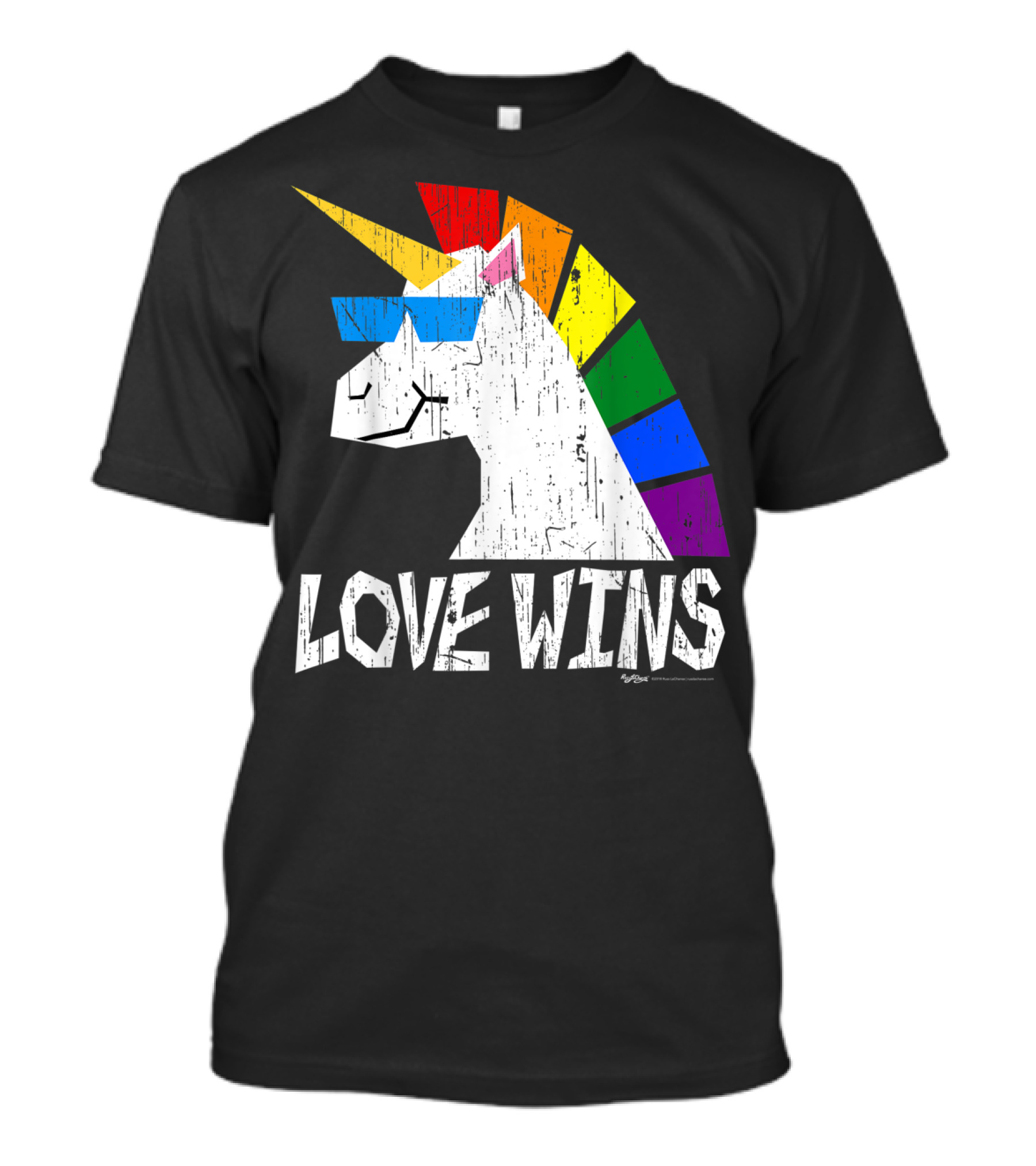 Love Wins Totally Straight Rainbow Unicorn Vintage Gay T-Shirt