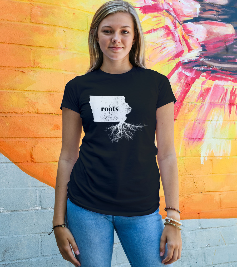 Iowa Roots State Map Men Kids Home Connection T-Shirt