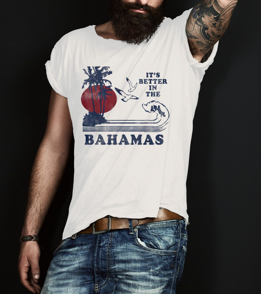 It's Better In The Bahamas Vintage 80S 70S Palm Trees Sunset T-Shirt