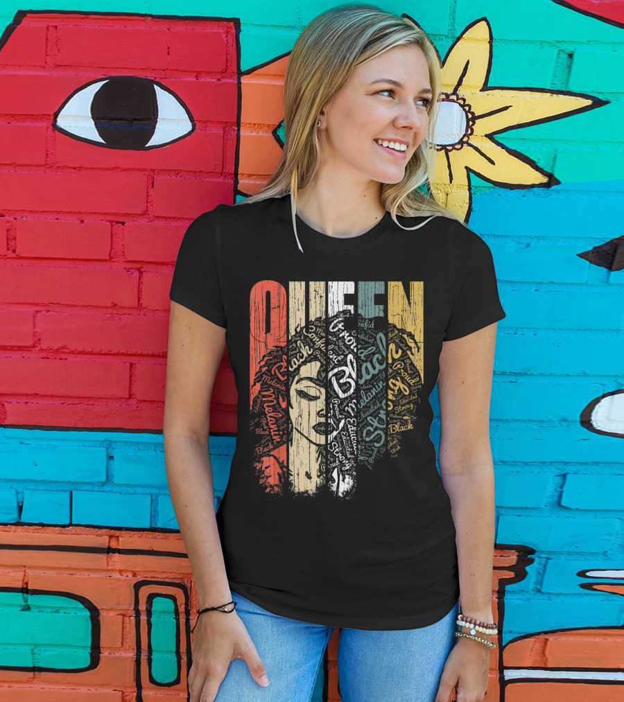 Queen Melanin Black Strong Empowered African American Woman T-Shirt