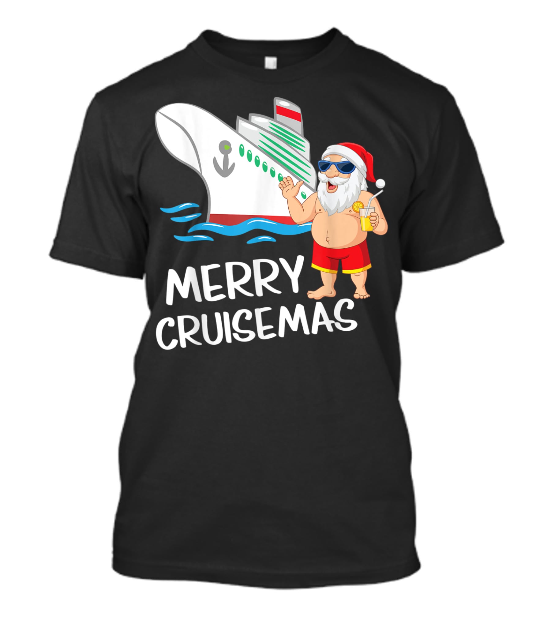 Merry Cruisemas Santa Claus Tropical Vacation Cruise Ship T-Shirt