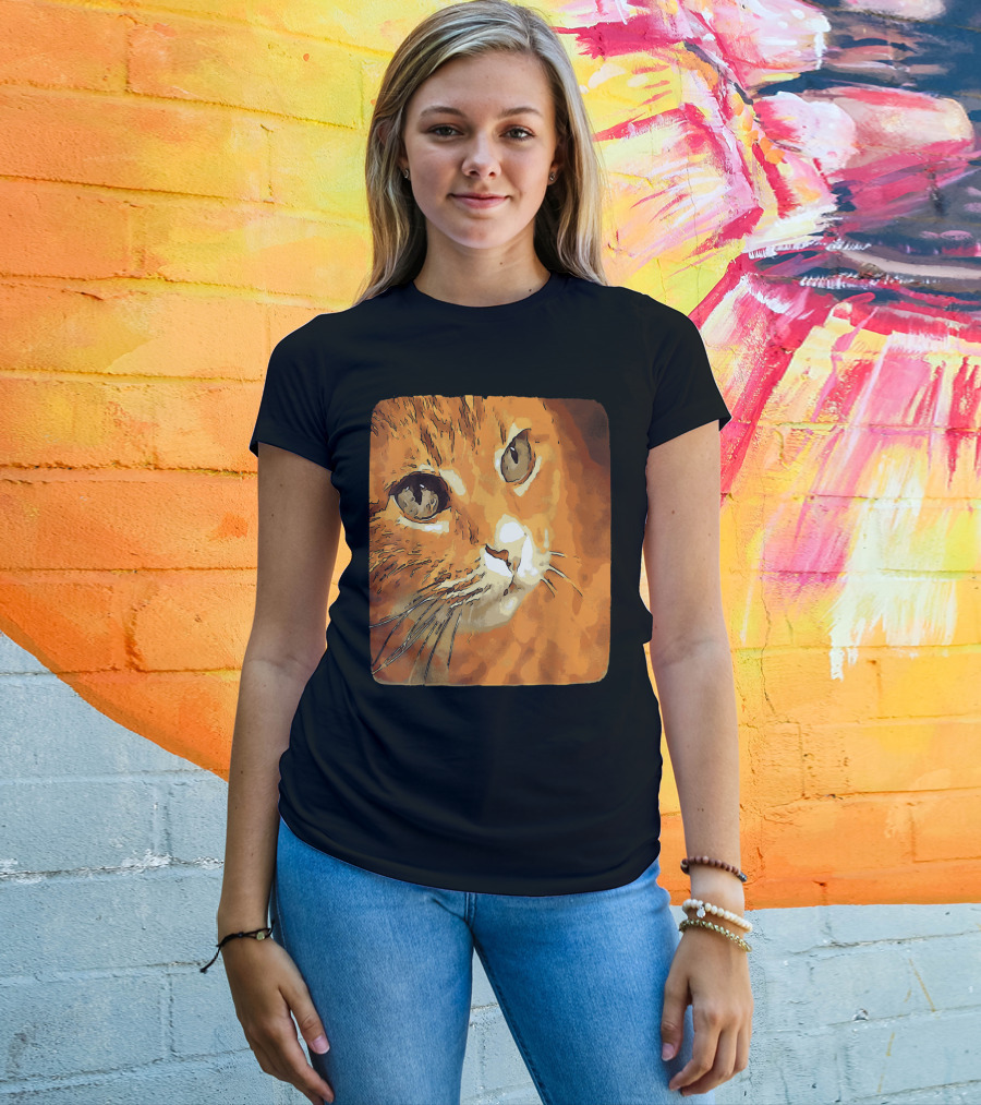 Orange Tabby Cat Face T-Shirt