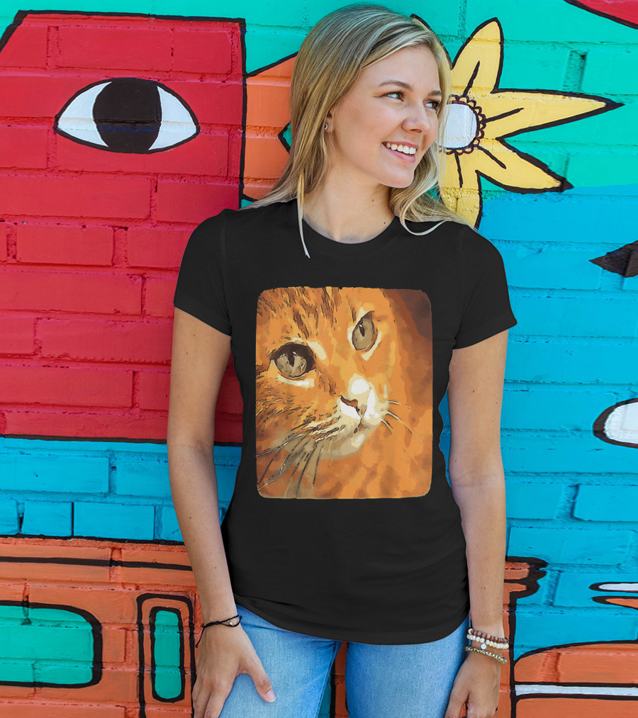 Orange Tabby Cat Face T-Shirt
