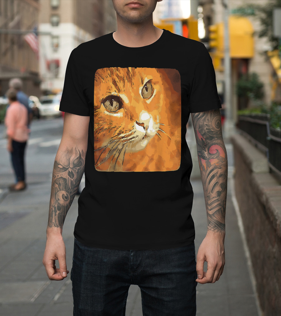 Orange Tabby Cat Face T-Shirt
