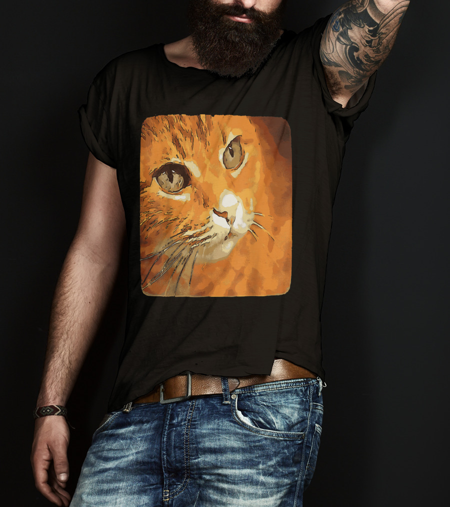Orange Tabby Cat Face T-Shirt