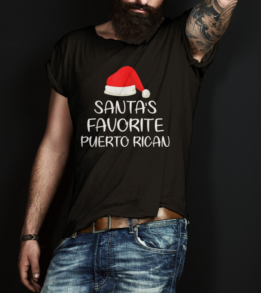 Santa's Favorite Puerto Rican Santa Hat T-Shirt