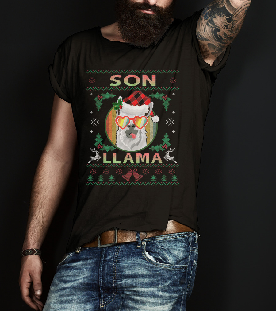 Llama Lovers Son Christmas T-Shirt