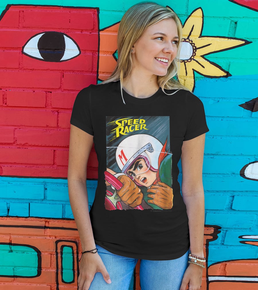 Speed Racer Close Up Helmet And Steering Wheel Action T-Shirt