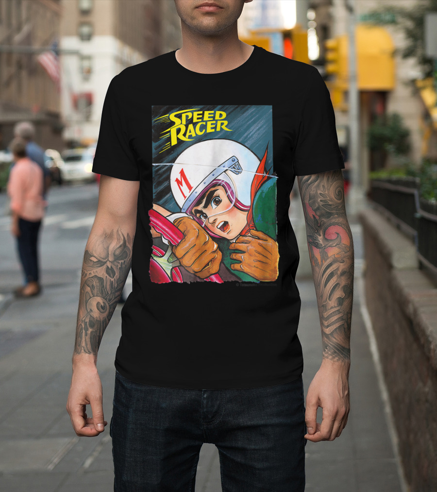 Speed Racer Close Up Helmet And Steering Wheel Action T-Shirt