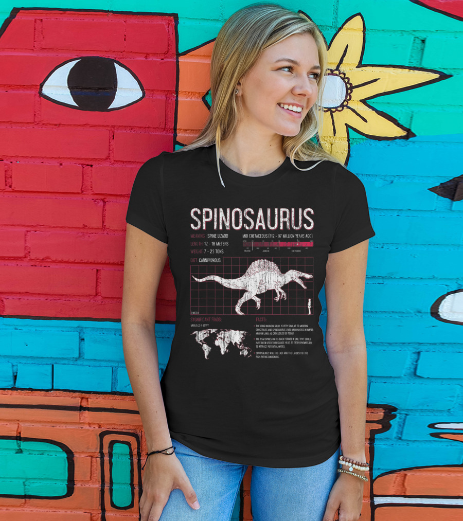 Spinosaurus Dinosaur Meaning Length Weight Diet Facts Mid Cretaceous Period T-Shirt