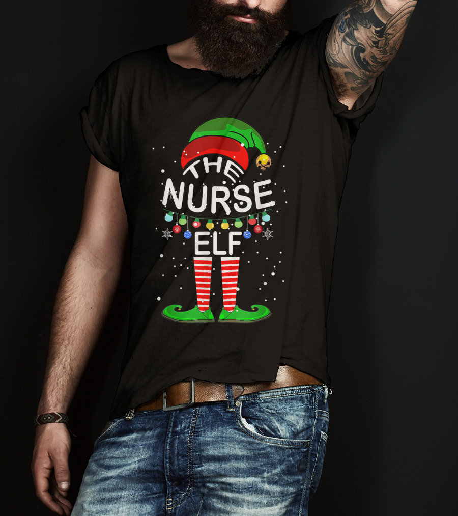 The Nurse Elf Christmas Family Matching Group Festive Holiday Ensemble T-Shirt