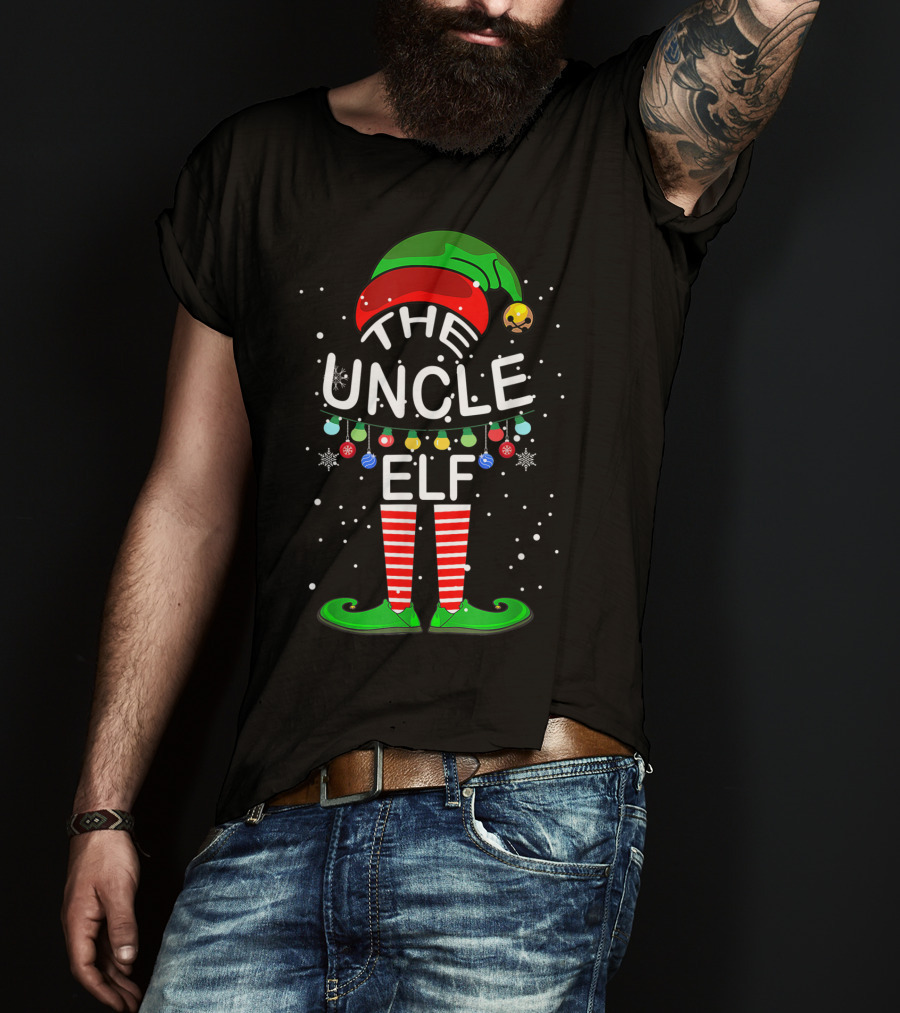 The Uncle Elf Christmas Family Matching Group Holiday Lights T-Shirt
