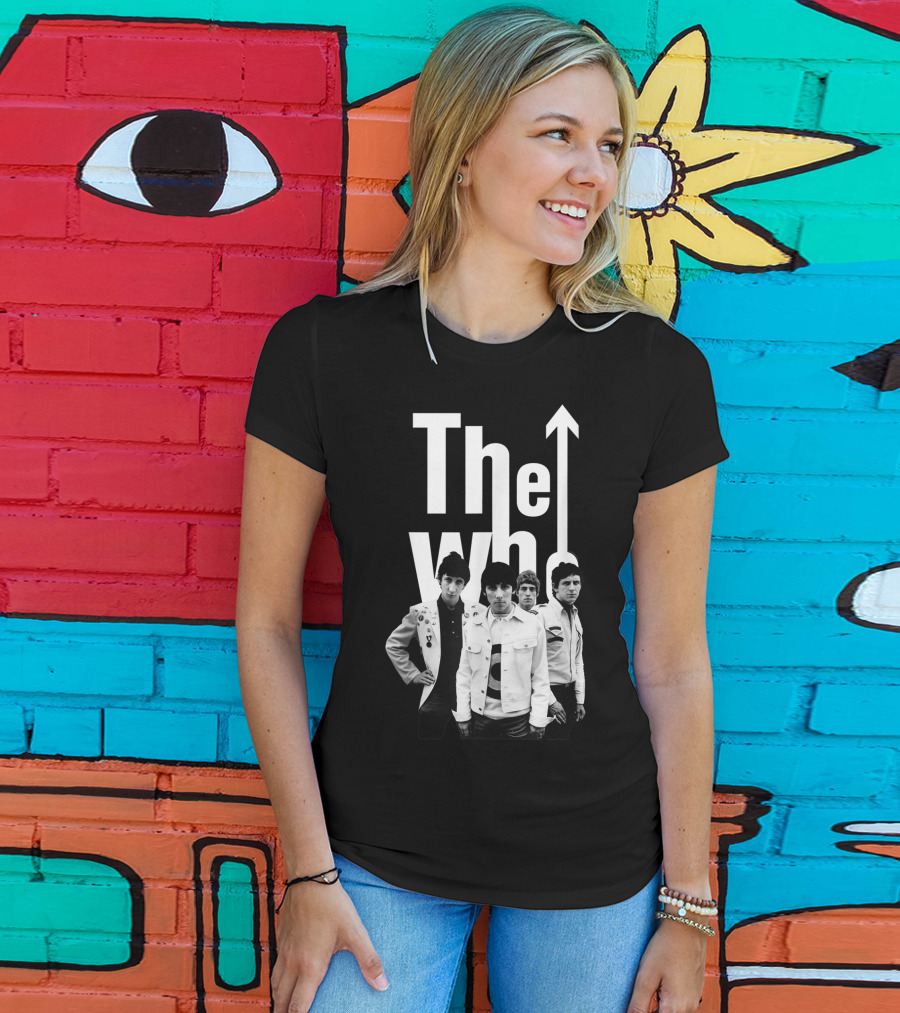 The Who 60's Black And White Band Photo With Iconic Arrow T-Shirt