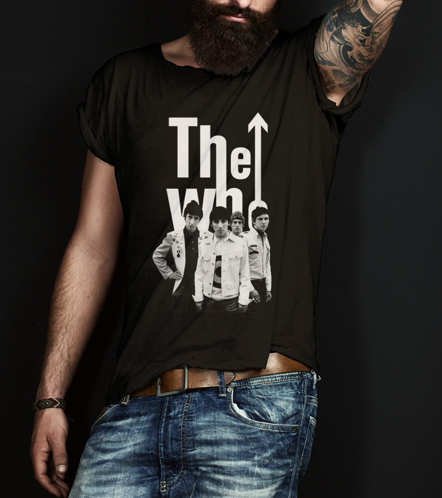The Who 60's Black And White Band Photo With Iconic Arrow T-Shirt