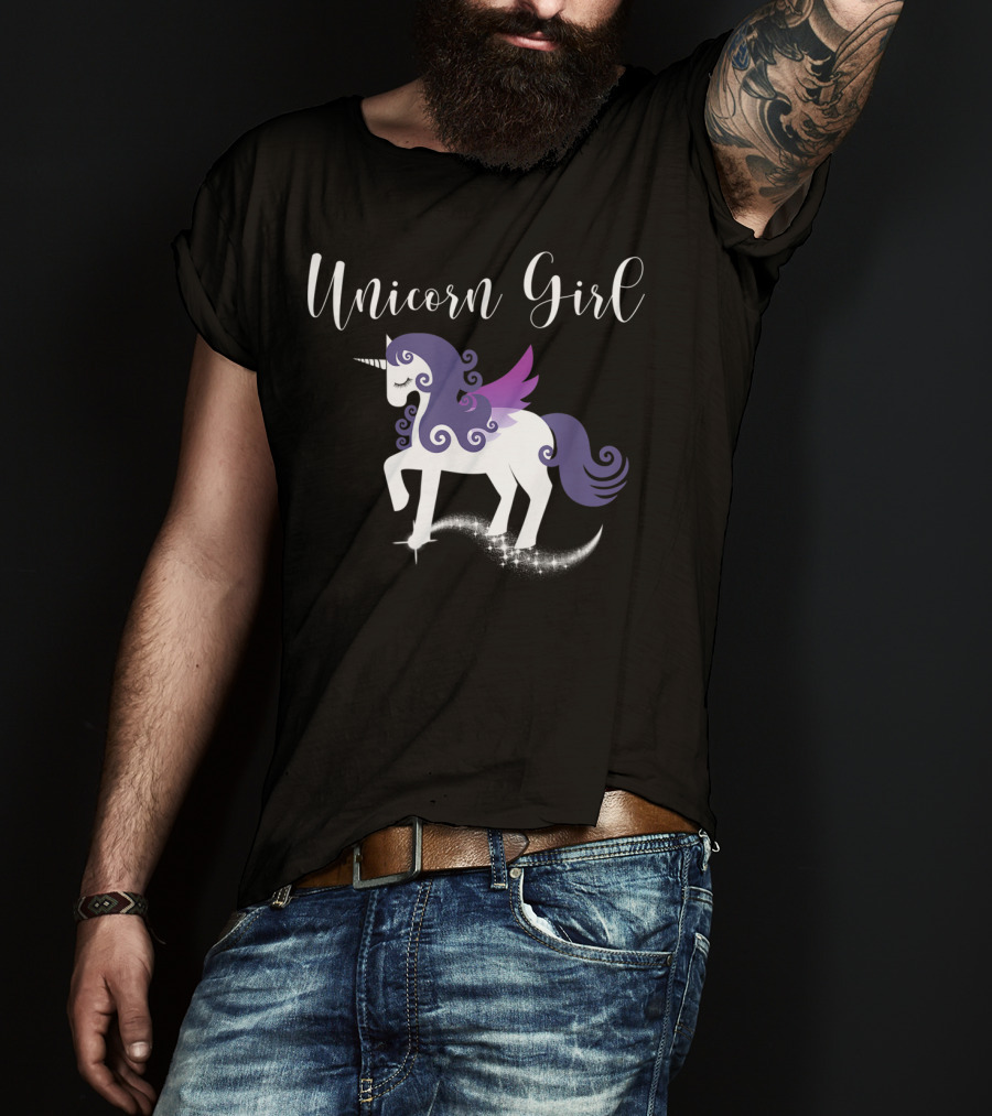 Unicorn Girl Purple Winged Pegasus Fairy Tale T-Shirt