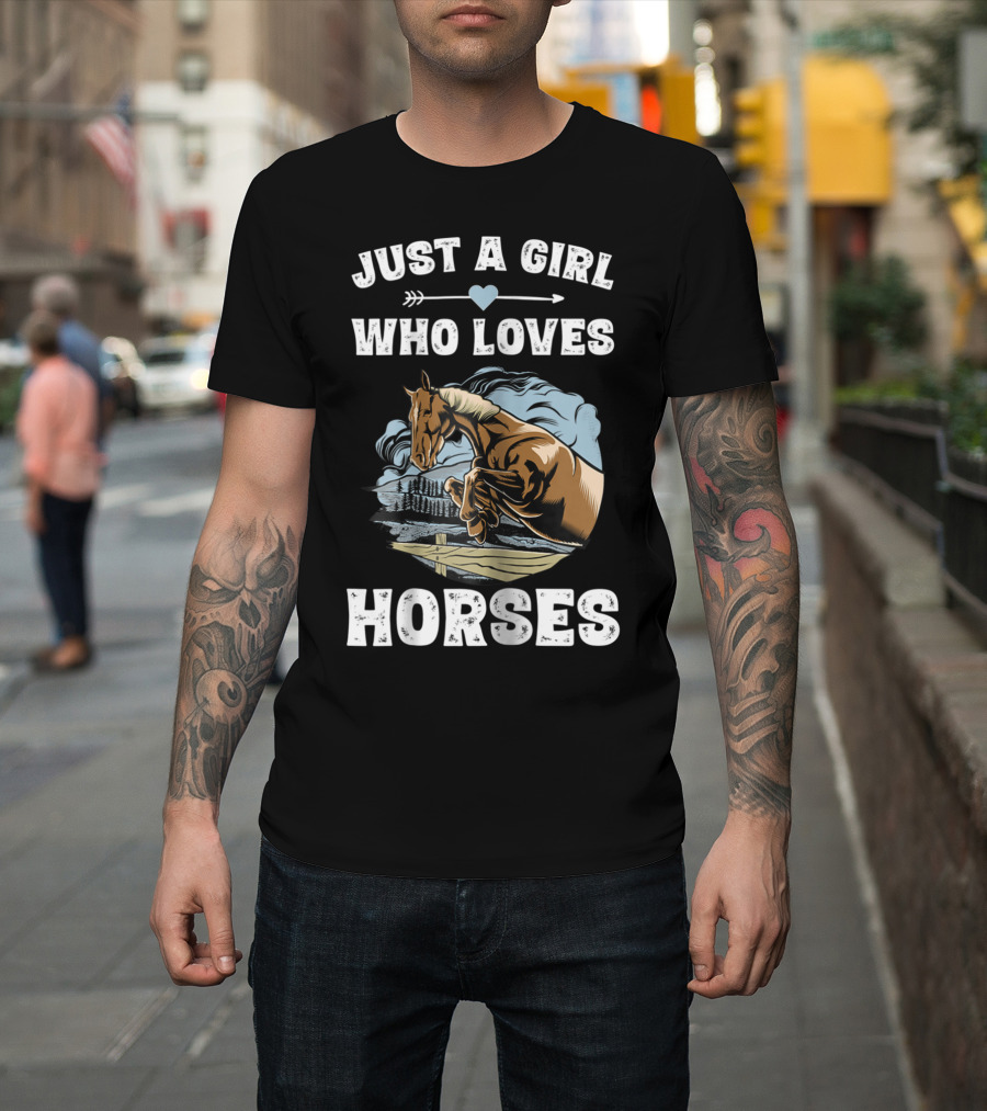 Just a Girl Who Loves Horses Racing Riding Equestrian T-Shirt