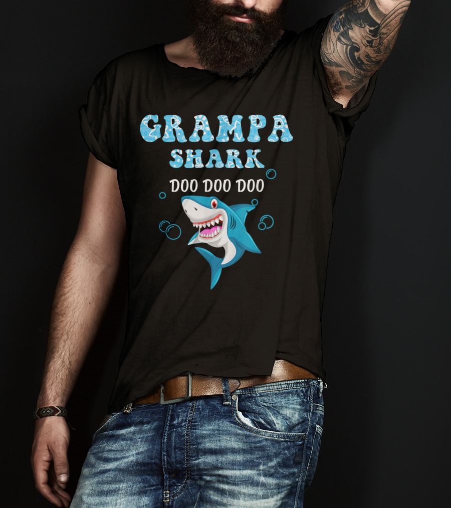 Grampa Shark Doo Doo Doo Playful Cartoon Shark T-Shirt