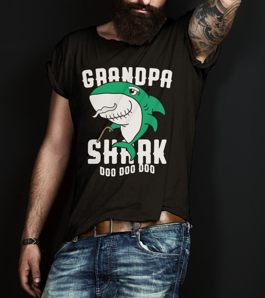 Grandpa Shark Doo Doo Doo Halloween Chr Dad Grandfather T-Shirt