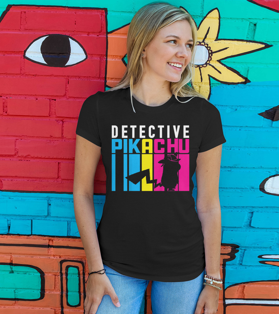 Detective Pikachu Silhouette Color Blocks Kids Pikachu T-Shirt