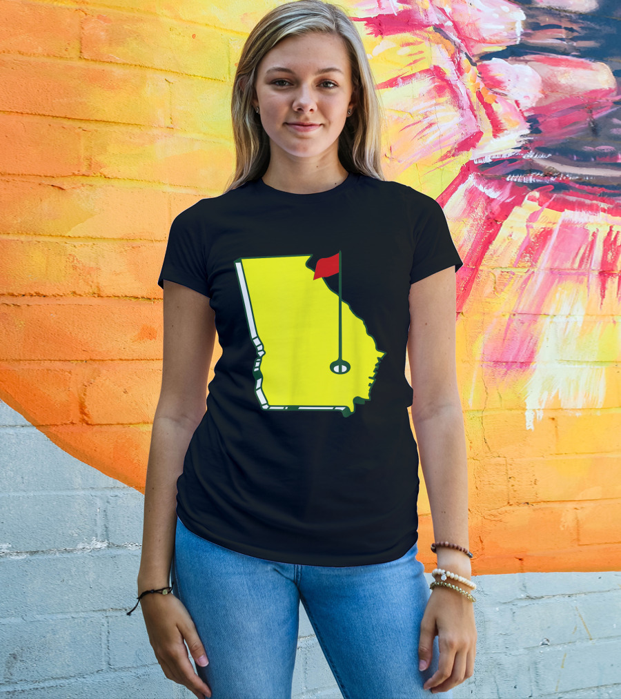 Master Golf Georgia State Map Red Flag T-Shirt