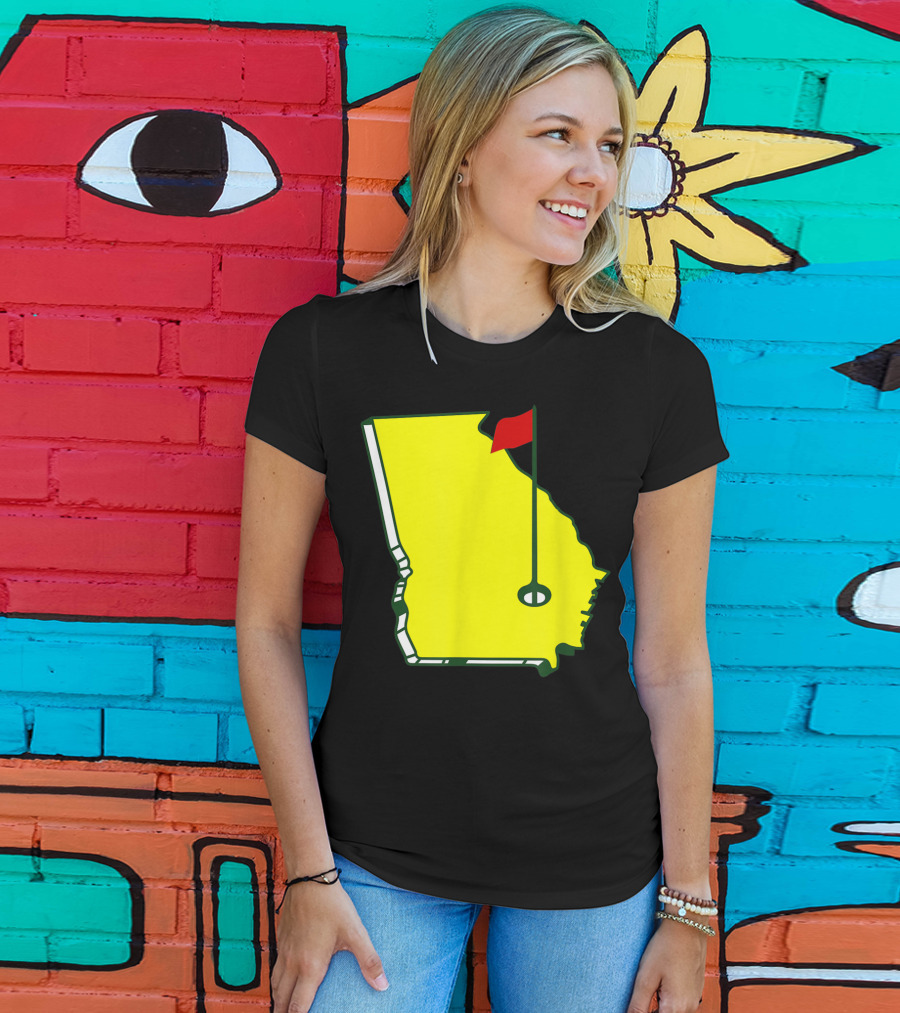 Master Golf Georgia State Map Red Flag T-Shirt