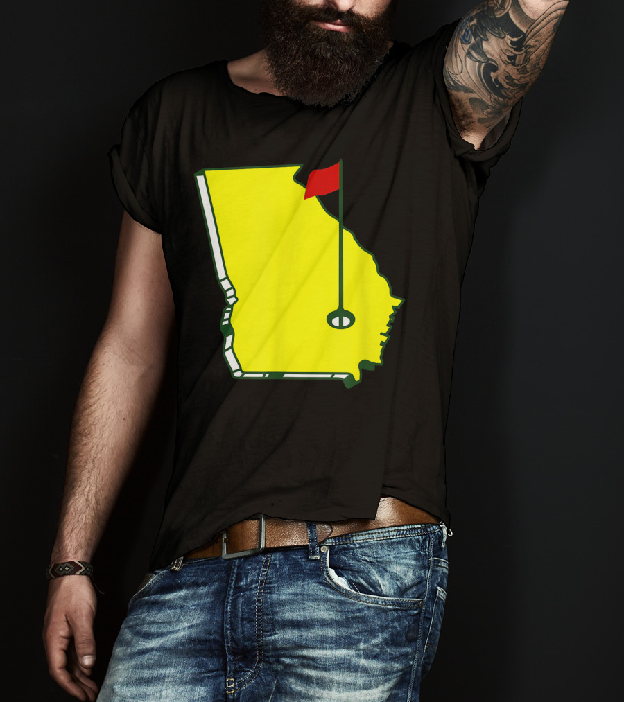 Master Golf Georgia State Map Red Flag T-Shirt