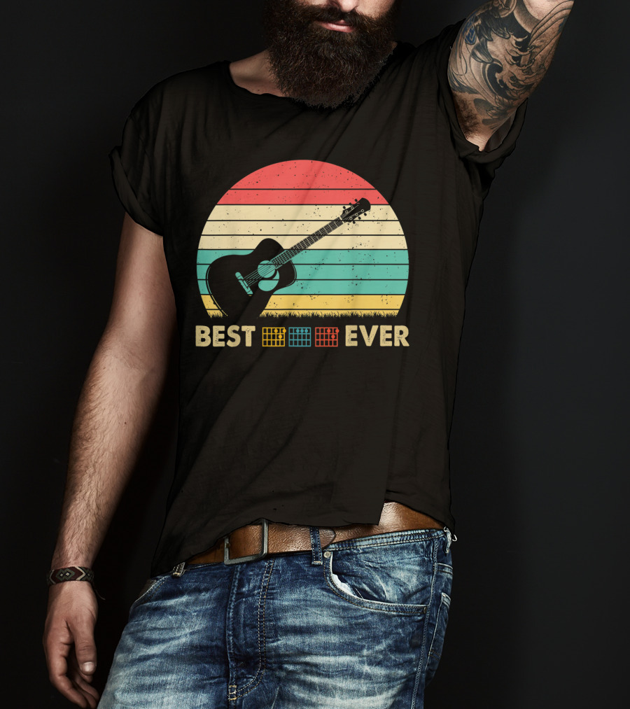 Mens Best Guitar Dad Ever Music Vintage T-Shirt
