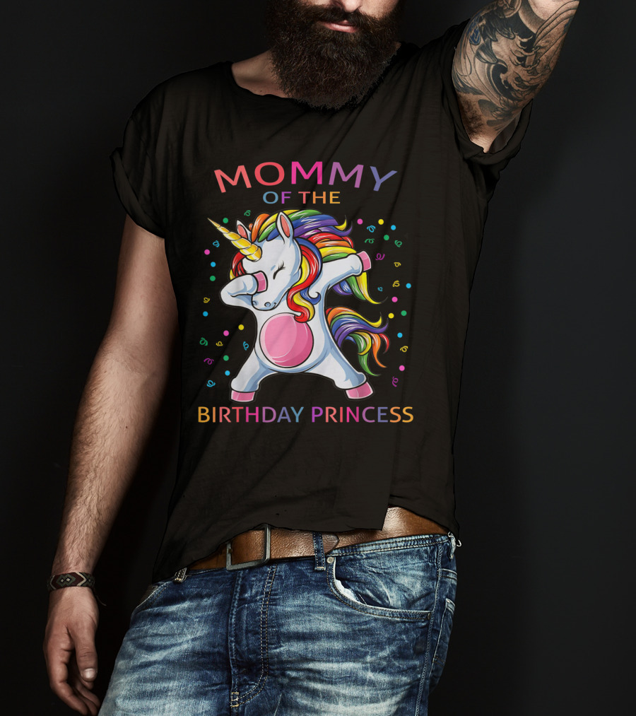 Mommy Of The Birthday Princess Rainbow Unicorn Dabbing T-Shirt