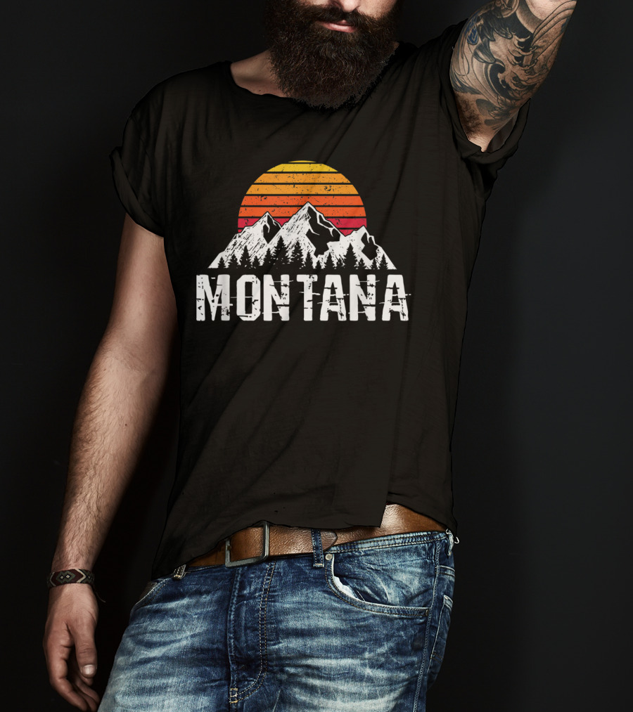 Montana Vintage Mountain Sun Retro Sunset Timberline T-Shirt