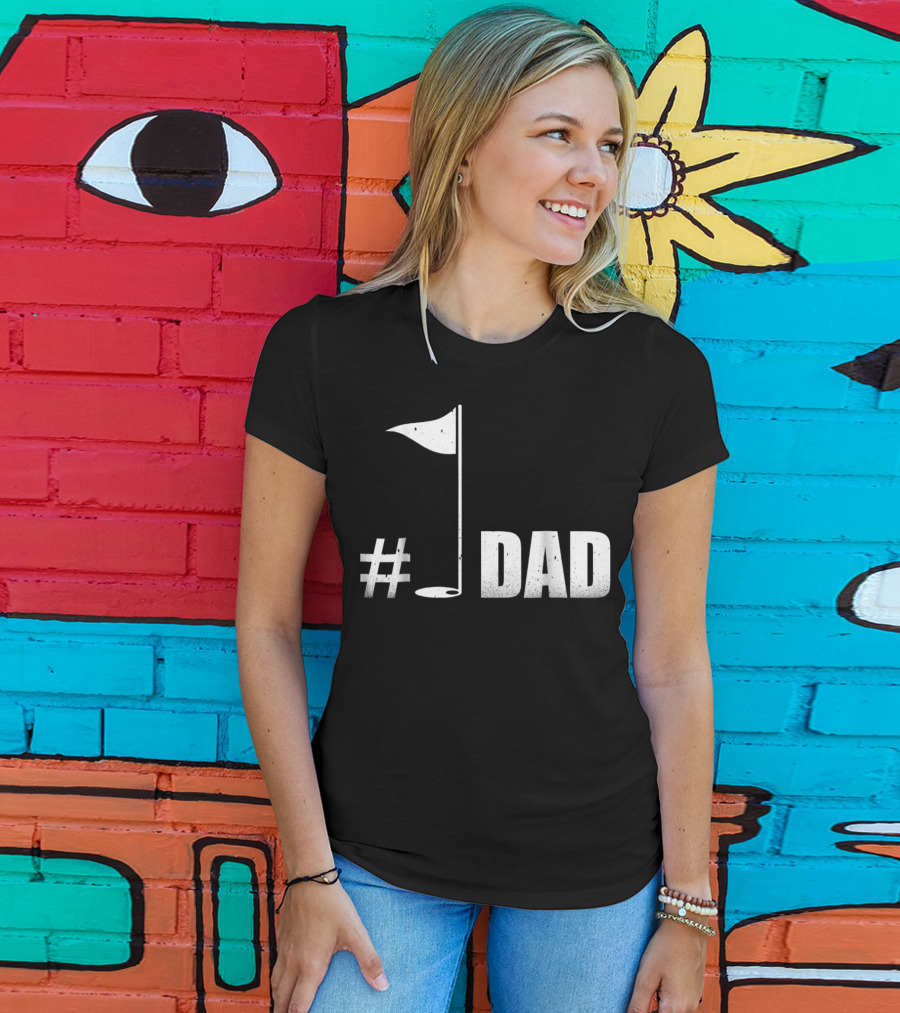 1 Dad Best Dad Father's Day Golf Flag T-Shirt