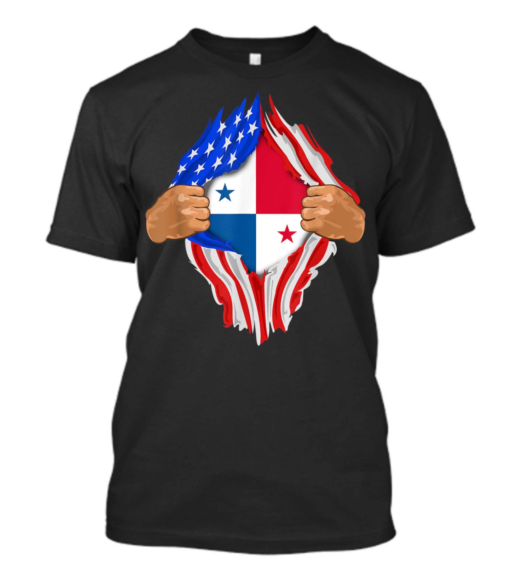 Panamanian Blood Inside Me American Flag Panama Flag Tear T-Shirt