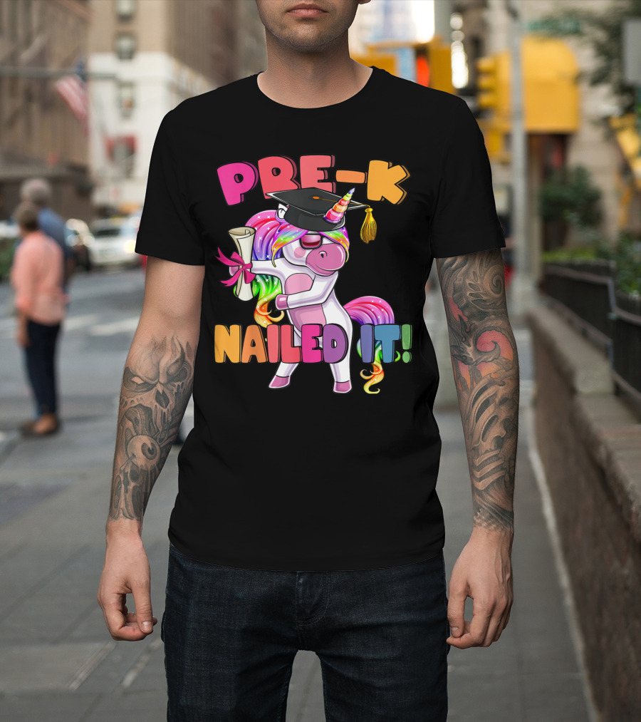 Pre-K Nailed It Flossing Rainbow Unicorn Graduation T-Shirt